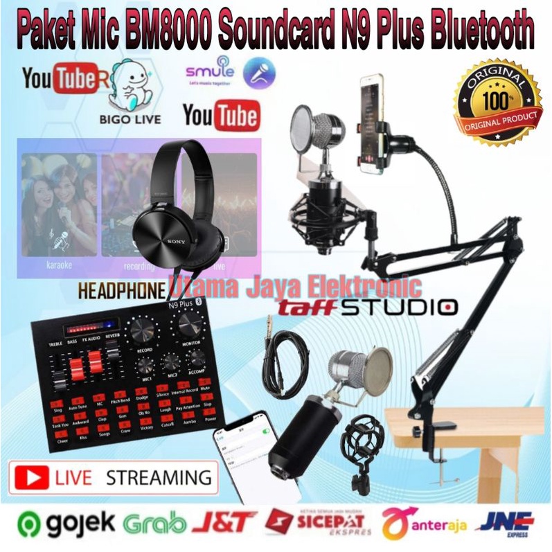 Paket Mic BM8000 Soundcard N9 Plus Stand D6 Lazypod Terbaik