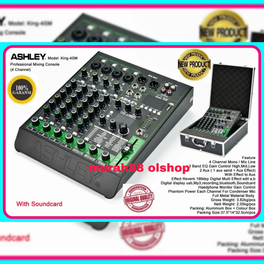 MIXER AUDIO ASHLEY KING4 SM 4CH WITH SOUNDCARD ORIGINAL