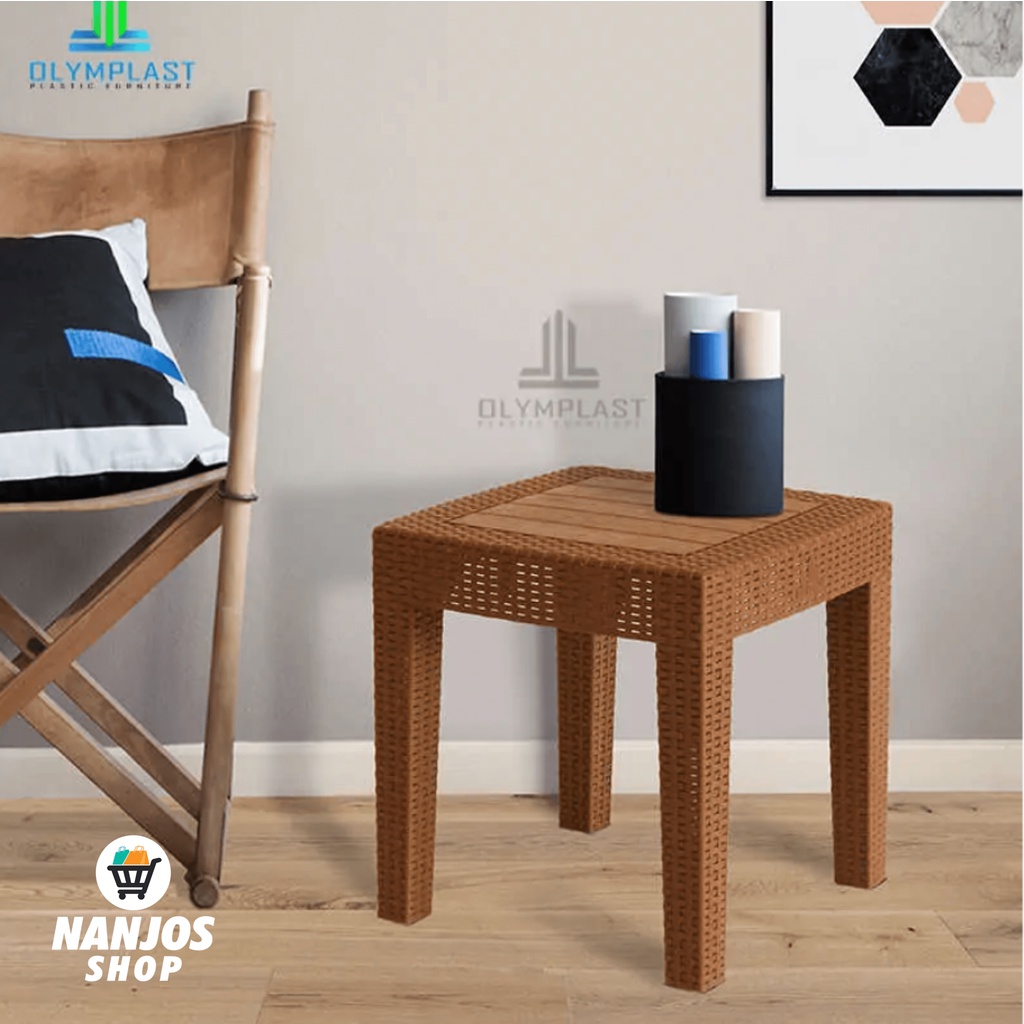 [FREE ONGKIR &amp; BISA COD] Olymplast - Meja Kopi / Coffee Table Teras Plastik Rotan Anyaman OCT-R