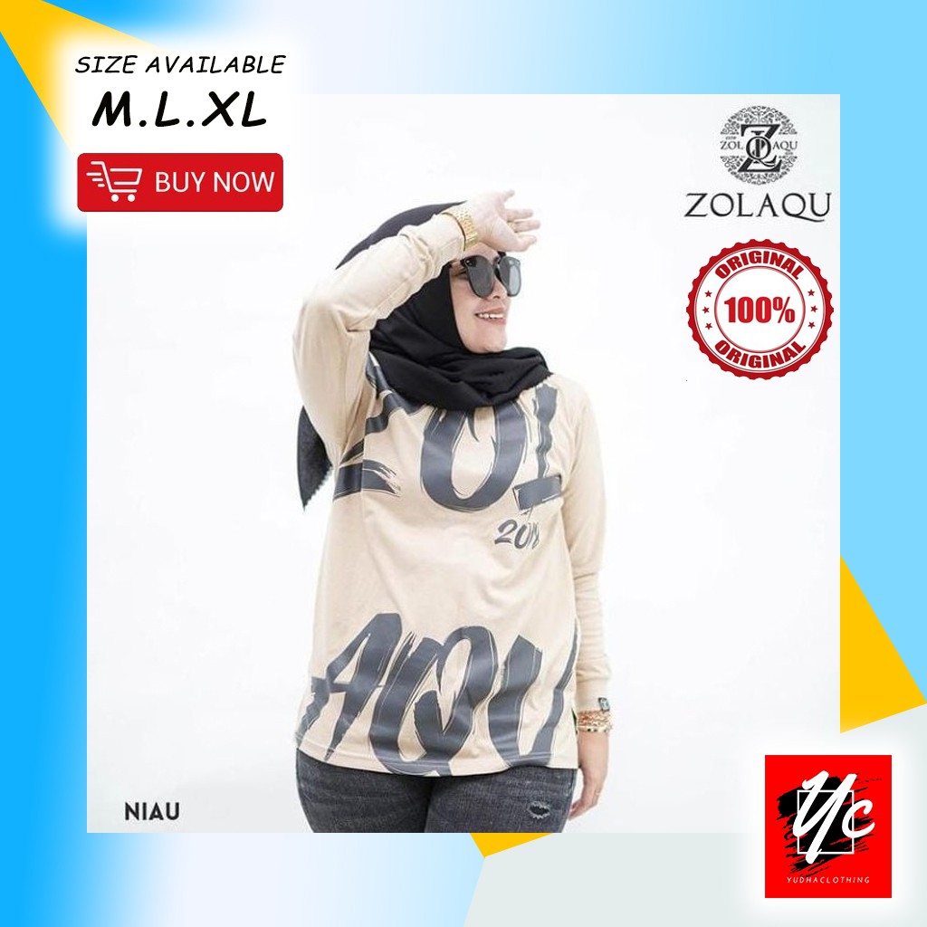 Zolaqu Niau Original Atasan Kaos Wanita Lengan Panjang Size M L XL
