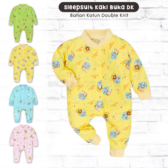 Piyama Sleepsuit bayi Kaki Buka 100% COTTON BC-031KK Jumper Bayi Jumsuit Panjang Bayi Baju Tidur