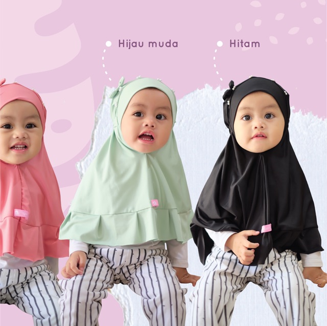 Kerudung anak alesha pearl/ mutiara / bergo tali anak / bergo jersey anak