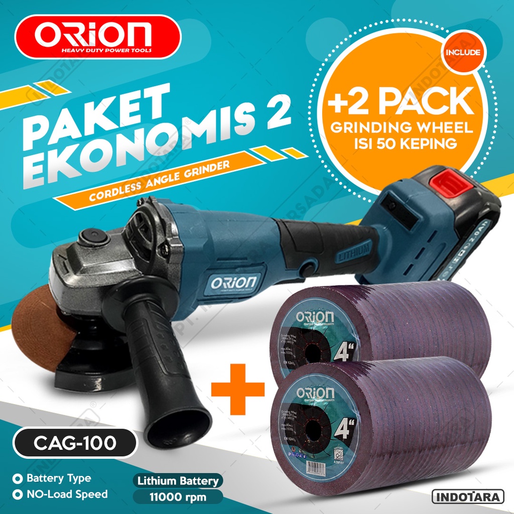 Paket Ekonomis 2 - Gerinda Tangan Orion CAG100 - 2 Pack Mata Gerinda Poles