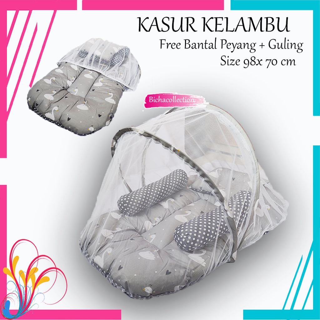 Kasur Kelambu Bayi Set FREE Bantal Guling Premium Kasur Lipat Kelambu