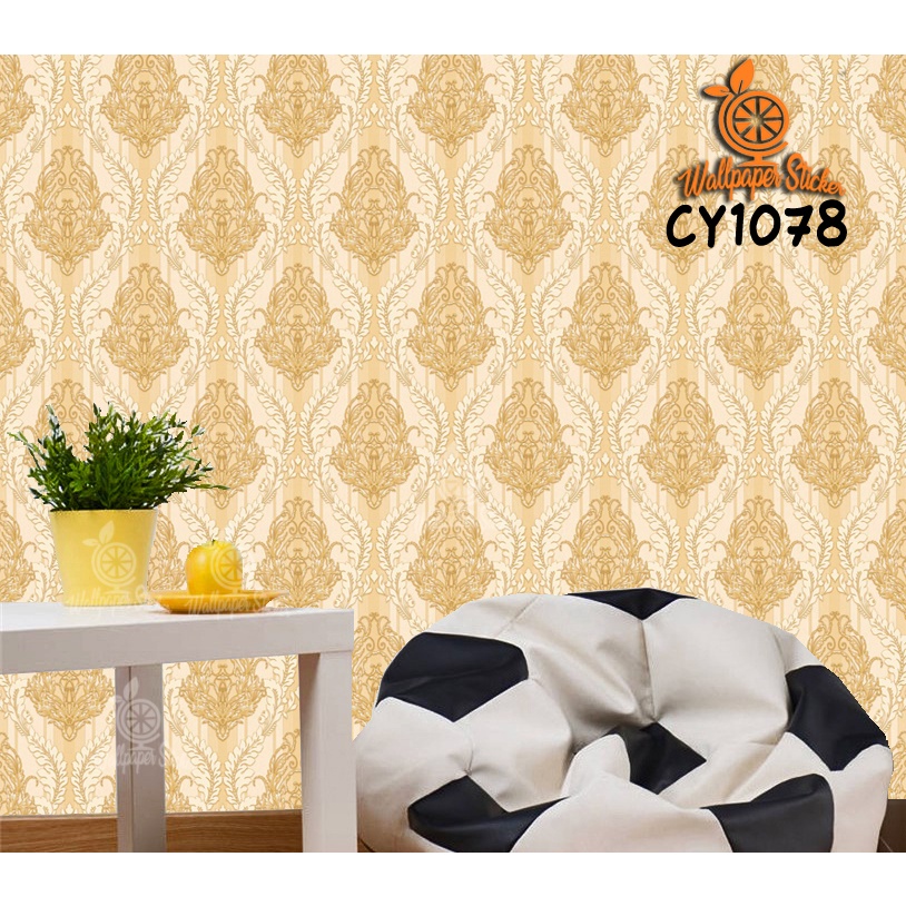 Wallpaper Dinding Ruang Tamu Wallpaper Stiker Dinding Rumah 45CMx10M / Wallpaper Dinding 3D Motif Bunga Batik-CY1078