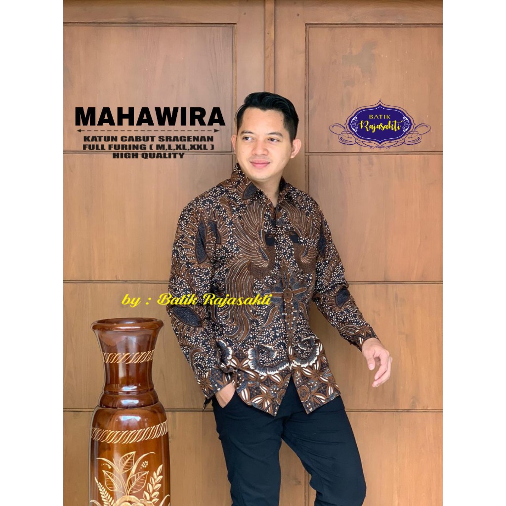 MAHAWIRA RAJASAKTI KEMEJA BATIK SOLO PRIA LENGAN PANJANG LAPIS FURING ATASAN BATIK PREMIUM MODERN KATUN HALUS BAHUWIRYA  BANAMITRA BANAMITRA PUTIH BANGSAWAN BAYU PUTRA BERLIAN BIRU BHARATAYUDA BIMASENA BIRENDRA BIRU INDAH BRAHMAKERTA BRAHMAKERTA MERAH