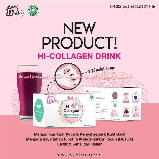 Hi-Collagen Ever White Drink Powder Minuman Untuk Anti Aging Minuman Untuk Kecantikan  Isi 20 scht