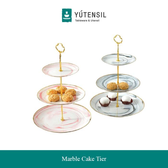 Marble Three layer Fruit Cake Tier Plate / Piring Kue Marbel 3 Tingkat
