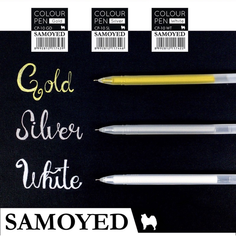 

Pulpen Warna / Tinta Putih / Emas / Perak / Colour Gel Pen Samoyed CP-10 White / Gold / Silver