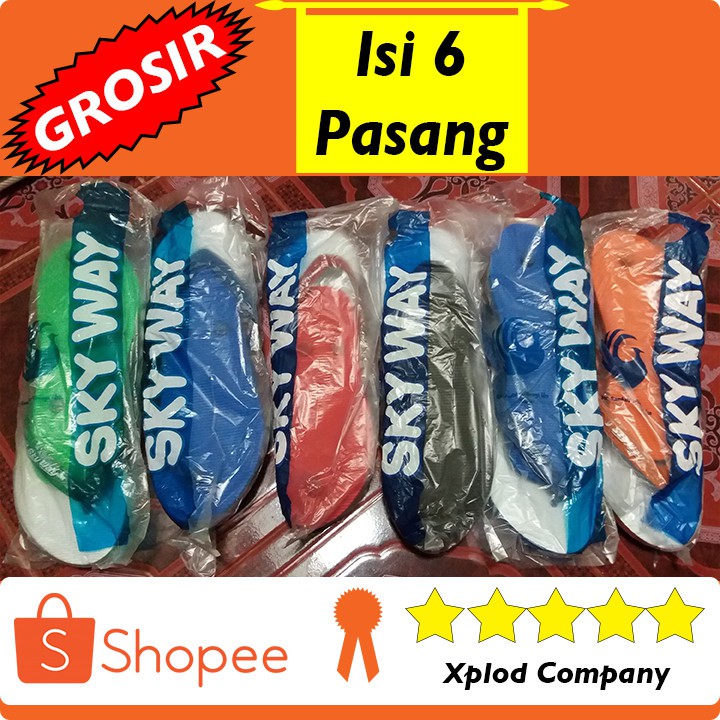 Lusinan Termurah Sandal  Jepit Sky Way  isi 6 Pasang Paket 