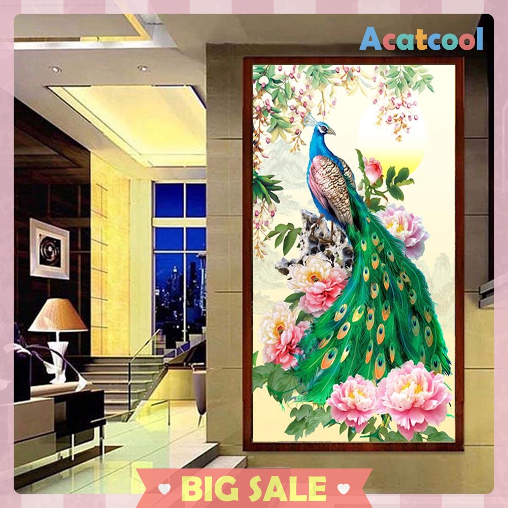 DIY Diamond Painting Flower Peafowl Cross Stitch Embroidery Mosaic Craft