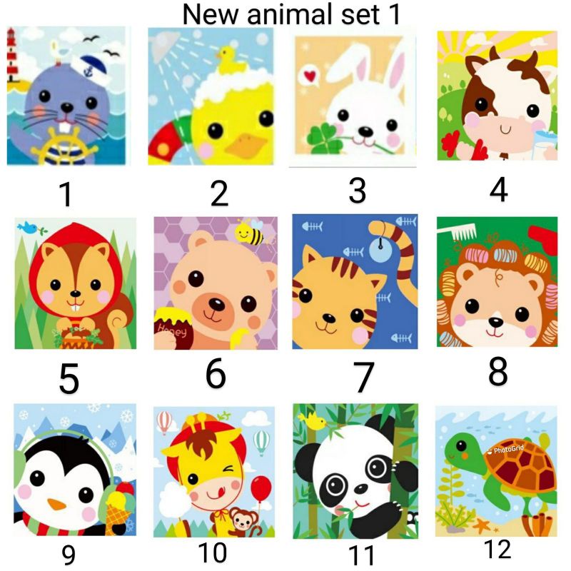 

children canvas painting by number - paint by numbers - mainan lukis anak - diy painting set anak - painting kit anak - prakarya anak