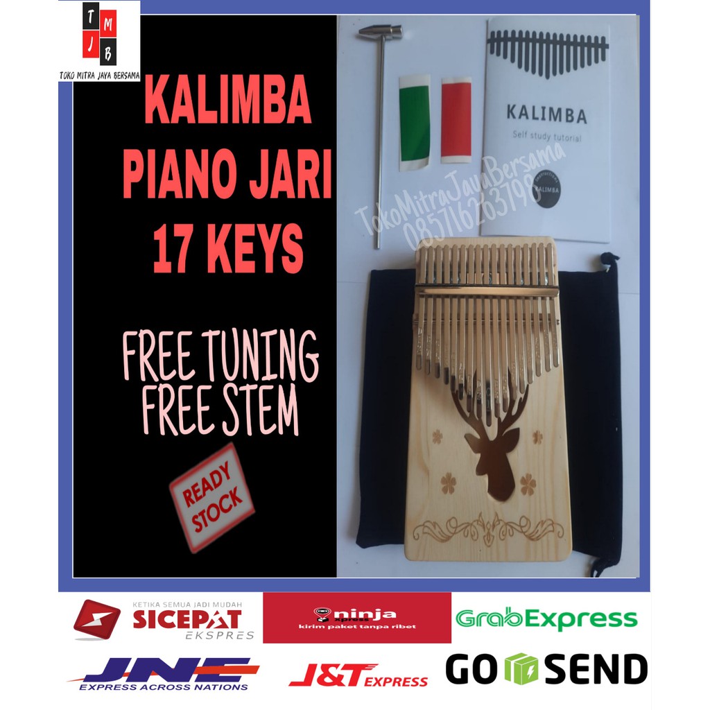 ALAT MUSIK PIANO JARI KALIMBA KAYU MAHOGANI THUMB 17 KEYS MOTIF RUSA