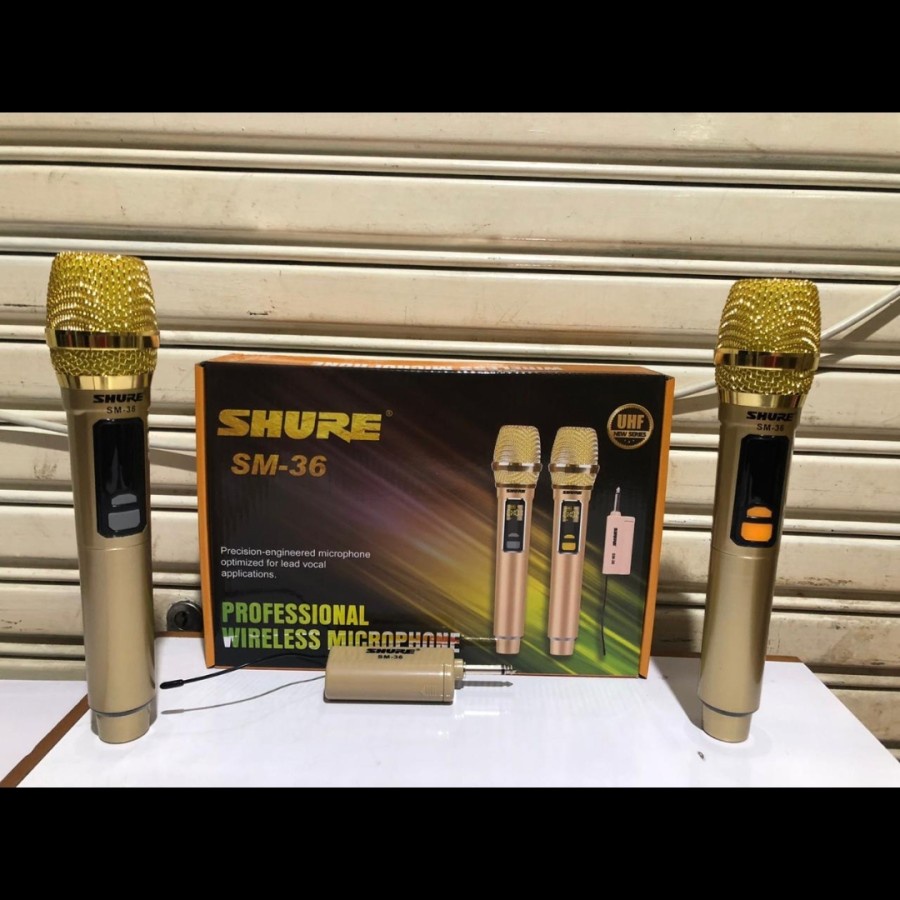 MIC TANPA KABEL Mic Wireless SHURE SM36 / SM 36 GOLD EDITION NEW TYPE KUALITAS MANTAP