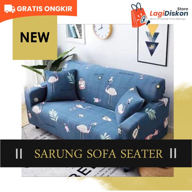 4 seater sarung sofa Cover Sofa Pattern Motif Menarik/ Anti-Selip cover sofa 4 Seater Sarung