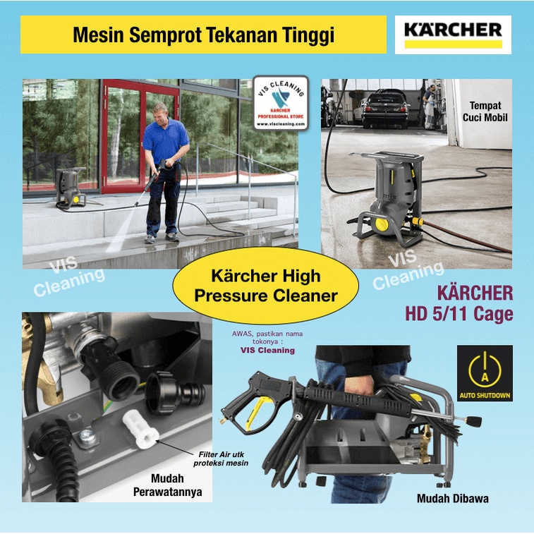 High Pressure Cleaner 110 Bar KARCHER HD 5/11 Cage + Foam Jet 1 Liter