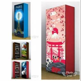 RESLETING RAK SEPATU TRI J 10th Dengan Penutup Motif PARIS RESLETING RAK SEPATU TRI J 10th Dengan Penutup Motif PARIS