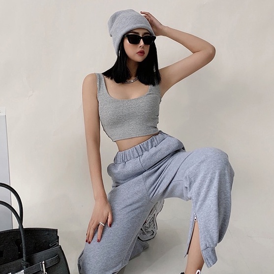 【LIVIAHOME】Square Neck Basic Cropped Tank Top 7289 (S/M/L)