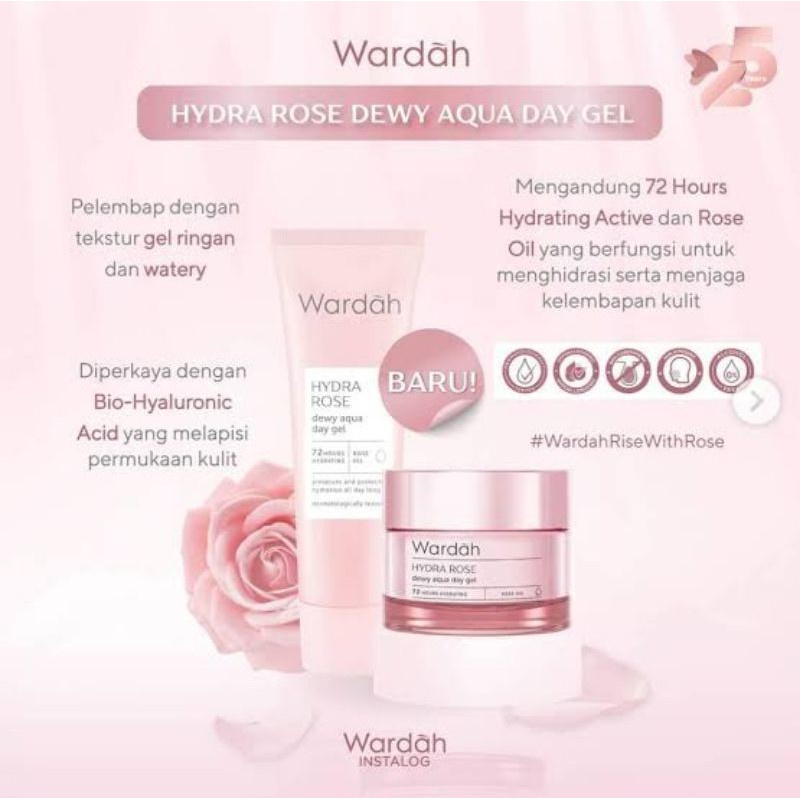 WARDAH Hydra Rose Series | Dewy Aqua Day Gel-Moisture Rich Night Gel-Foam Cleanser-Toner