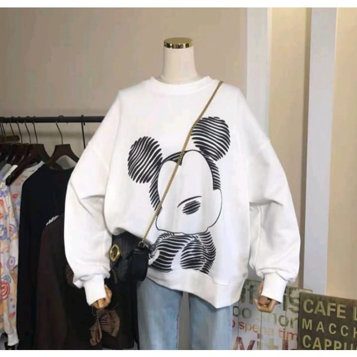 SWEATER OVERSIZE / CREWNECK SWEATER WANITA / SWEATER MICKEY COWBOYS