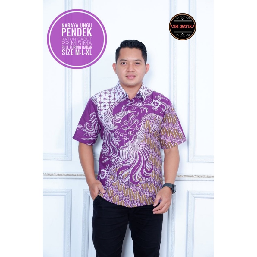 baju batik pria lengan panjang modern PREMIUM NARAYA UNGU LAVENDER PURPLE LILAC ORCHID VIOLET