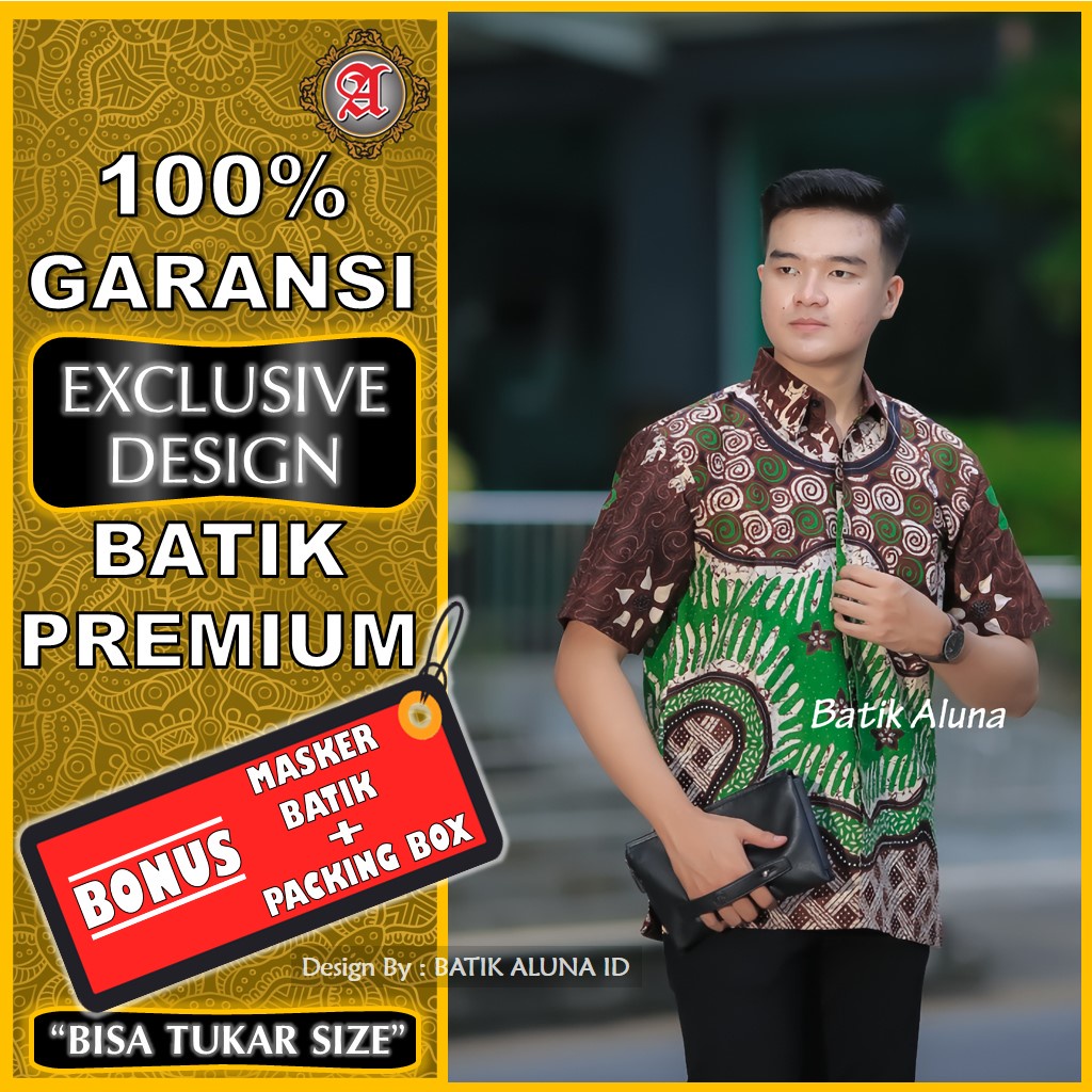 Batik Pria Lengan Pendek Premium Original Slim Fit Modern Hem Pria Lengan Pendek Batik Lengan Pendek