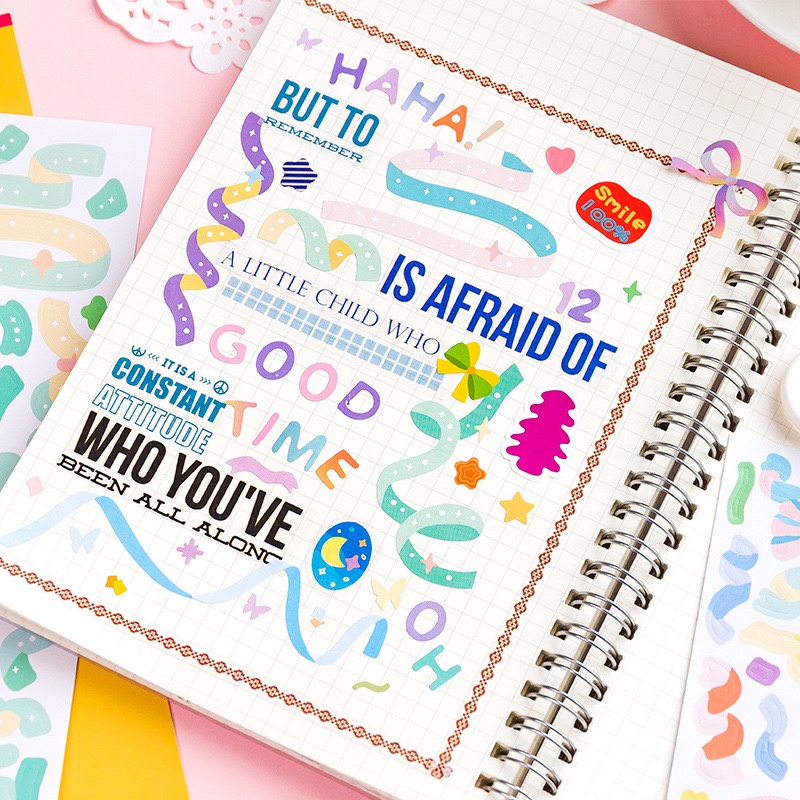 (ItsPico) 1 Lembar Stiker Seri Pelangi Warna-Warni Untuk Dekorasi DIY Scrapbook/Photocard