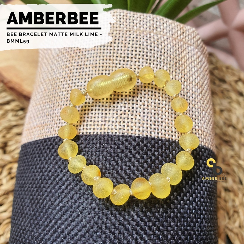 Gelang Amber Baltic Lithuania New Born, Balita &amp; Anak Matte Lemon Raw BMML59 By Amber Bee