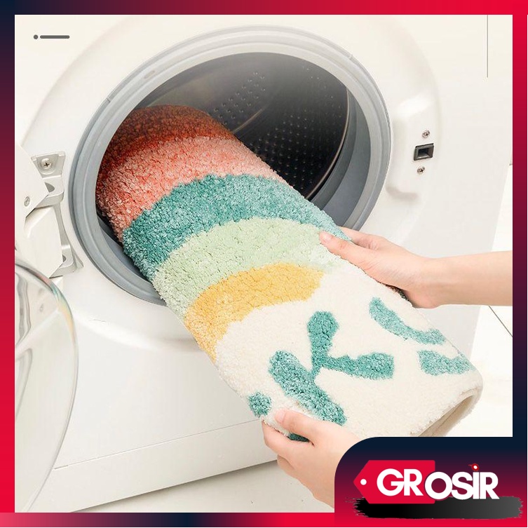 Grosir - H1004 Keset Kaki Pelangi / Alas Kaki Bulu Lembut / Keset Rainbow Anti Slip / Keset Kaki Bentuk Awan