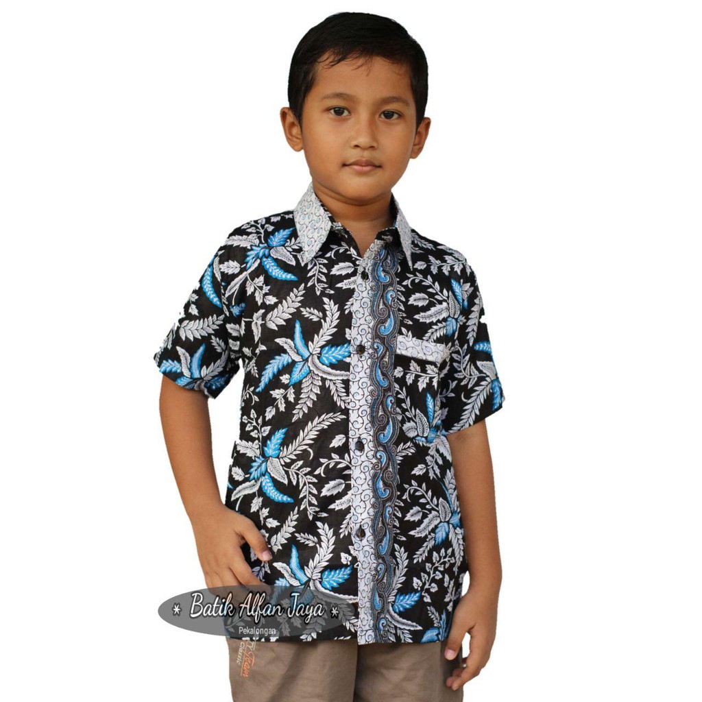 BATIK COUPLE ANAK  TERBARU-HEM BLARAK BIRU