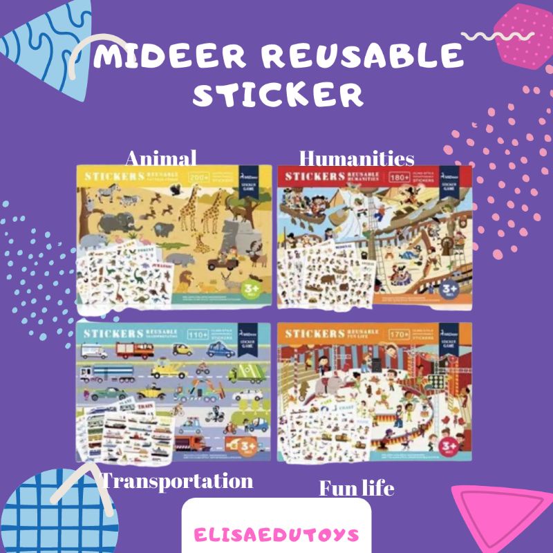 mideer reusable sticker book buku stiker
