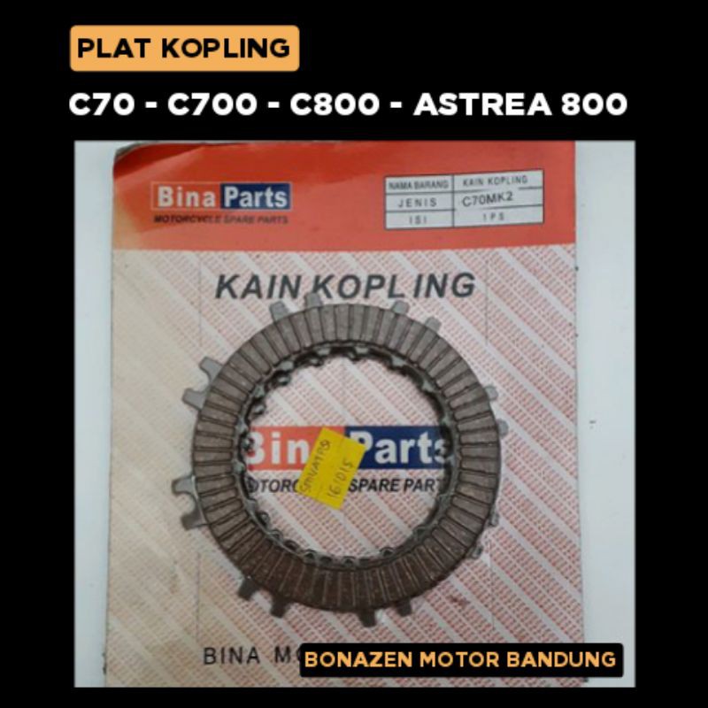 Plat Kopling C70 - C700 - C800 - Astrea 800 / Kampas Kain Kupling Motor C 70 700 / Bina Parts