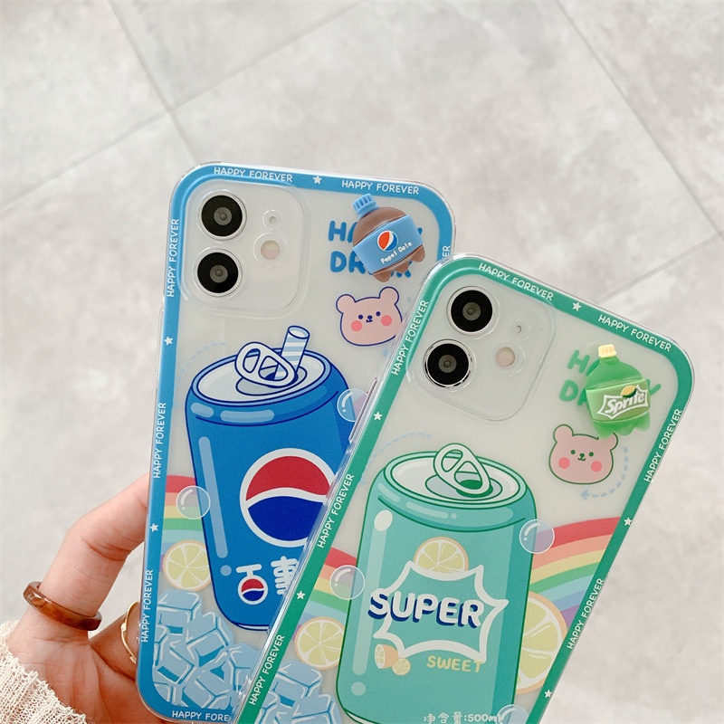 IPHONE Lucu Minuman Spinner Transparan Lembut Phone Case Cover Pressure Release Untuk Iphone6 6s 78 PLUS X XR XS 11 12 13 PRO MAX SE 2020