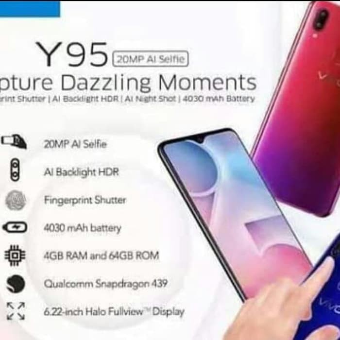 Vivo Y95 Ram 4GB Internal 32GB Garansi Resmi