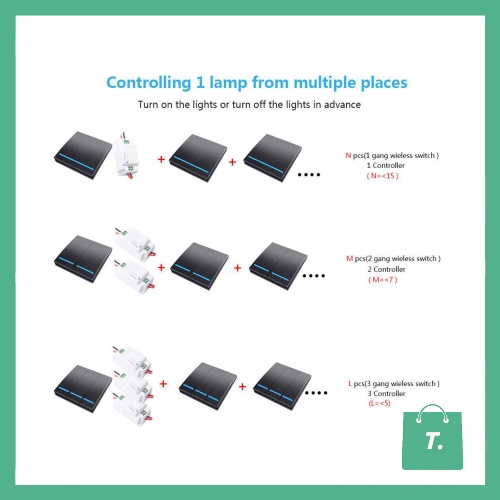 SAKLAR LAMPU RUMAH MODERN OTOMATIS WIRELESS SWITCH RF  - TGIL179C9