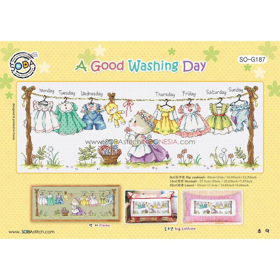 Paket DIY Craft Kristik Strimin Sodastitch SO-G187 A Good Washing Day Kelinci Laundry Bunny