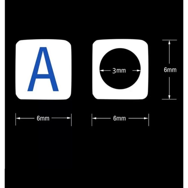 Balok huruf 6x6 mm mote manik kotak warna putih craft kalung gelang nama alphabet