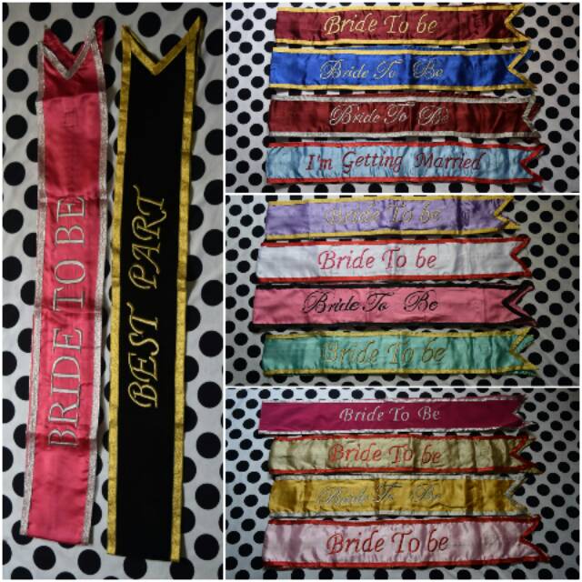Ready Selempang satin Bride to Be / selempang gelar sarjana nama bordir