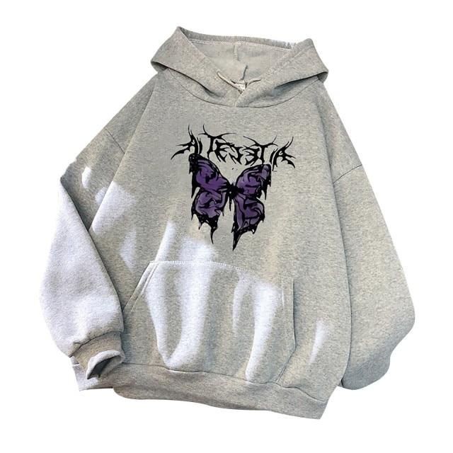 HOODIE UNISEX AESTHETIC ART BUTTERFLY /// ATASAN CASUAL FLEECE TEBAL  KEKINIAN TERBARU''