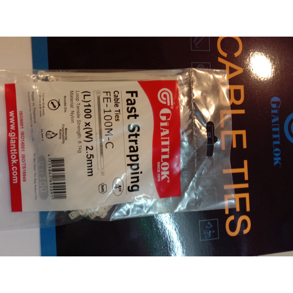 Cable Ties 10cm / Kabel Ties 10cm Merk GIANTLOK - Putih