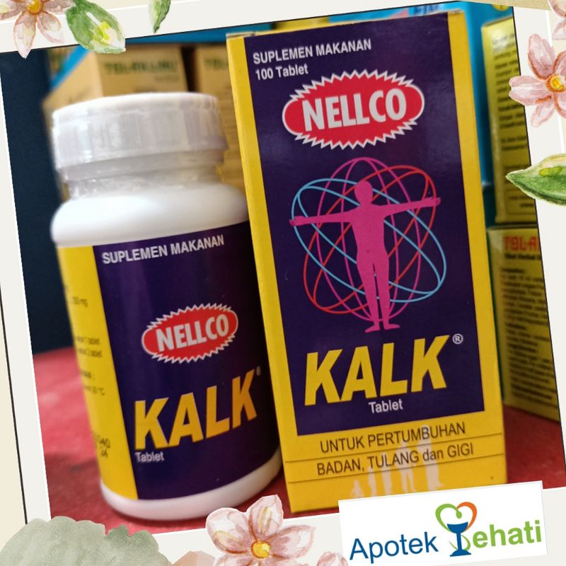 Nellco Kalk 100 Tablet Suplemen Kalsium Untuk Pertumbuhan Tulang & Gigi