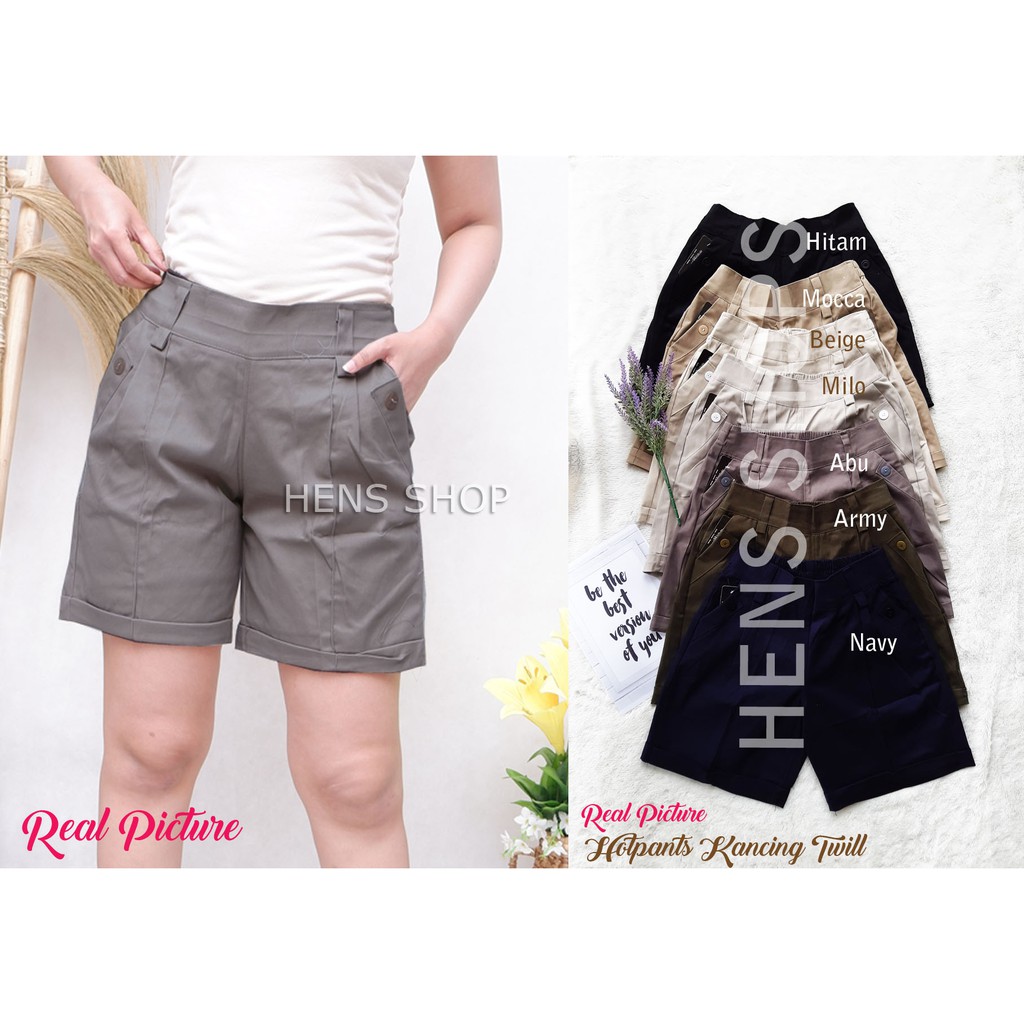 HOTPANTS KANCING TWILL / CELANA PENDEK KANCING TWILL