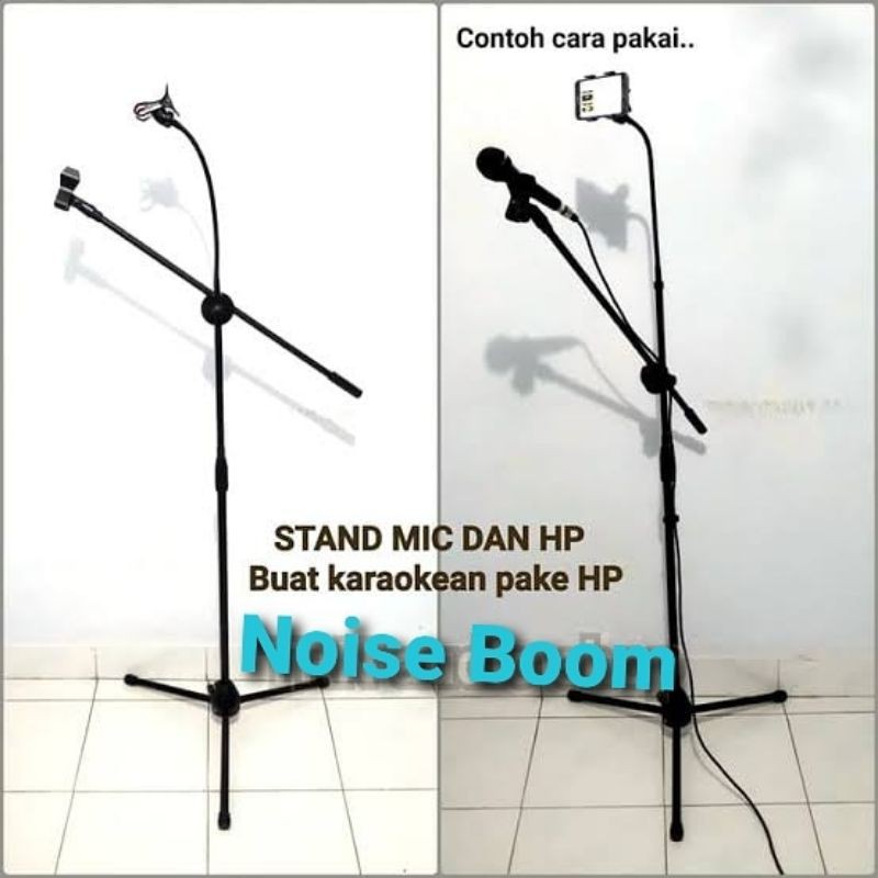 Stand Mic Berdiri Noise /  Betavo Stand Microphone Lantai Free 1 Holder Mic & 1 Holder HP Original