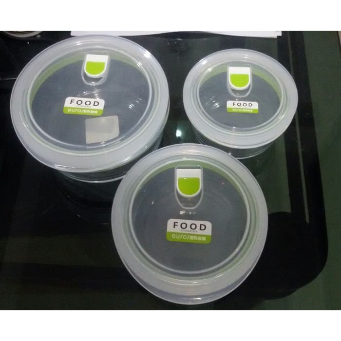 mangkok penyimpan makanan glass container / food container set 3
