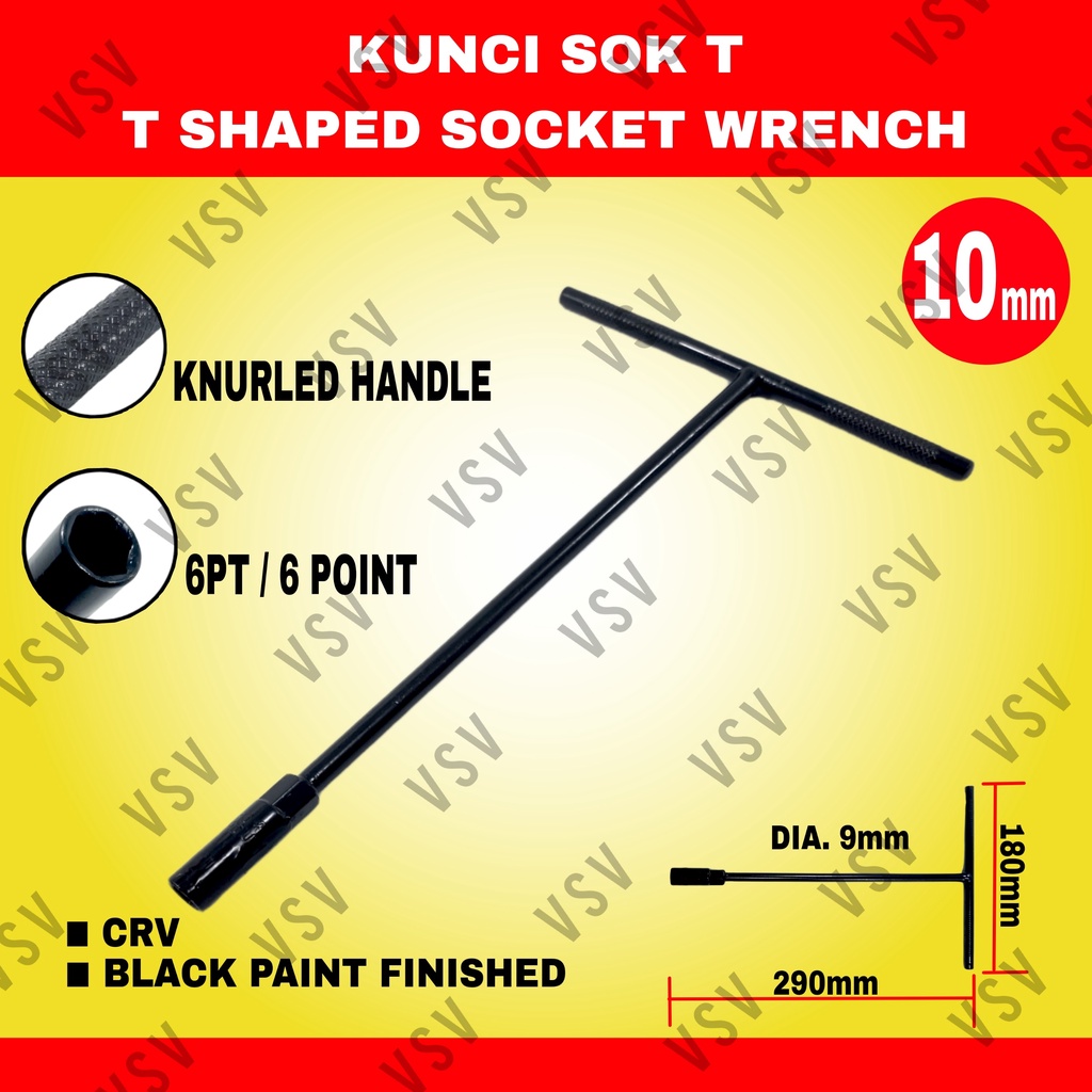 Kunci Sok T 8mm 9mm 10mm 12mm 13mm 14mm T-Type Socket CR-V Kunci T