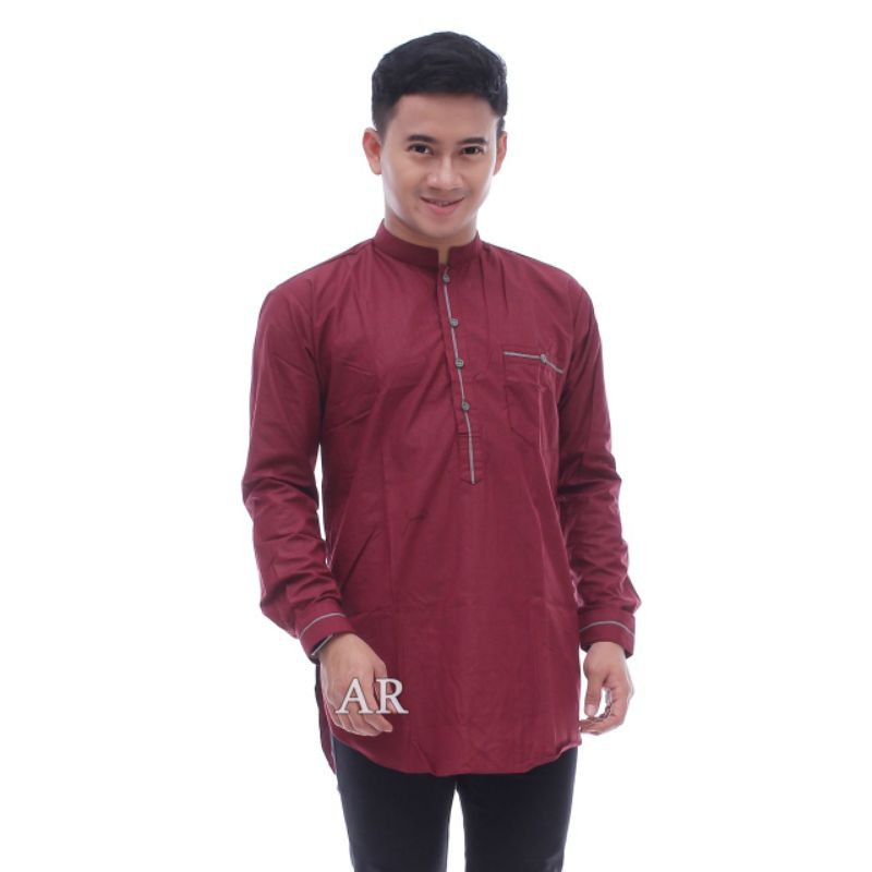 Baju Koko Kurta Lengan Panjang Katun Premium Busana Muslim Pria Ozila