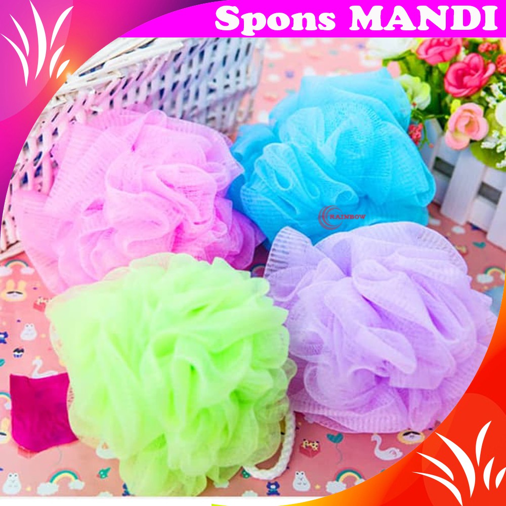 Sponge Mandi Jaring Lembut / Spon Mandi Busa Bunga Pengangkat Daki Spon Busa Sabun Shower Puff Thick