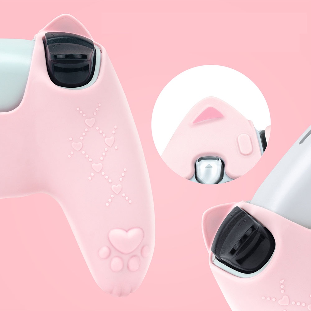 Soft Case Silikon Desain Telinga Kucing Untuk Gamepad PS5