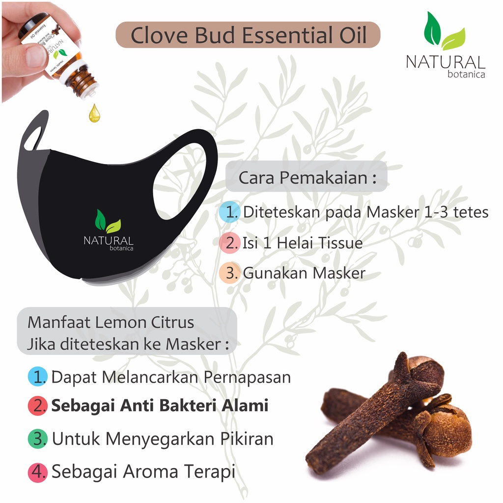 Natural Botanica Clove Bud Essential Oil Pure Minyak Esensial Atsiri AromaTerapi Diffuser