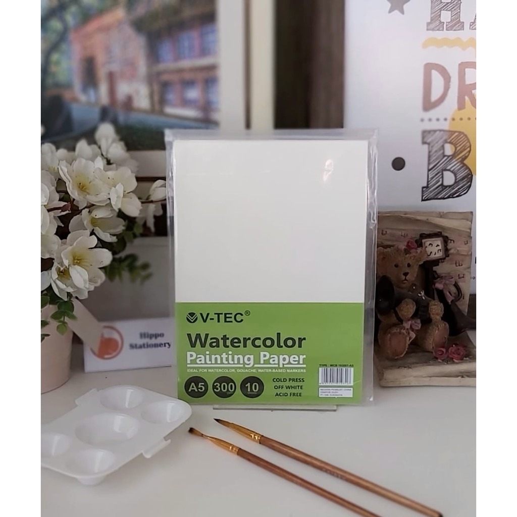 KERTAS WATERCOLOR PAINTING V-TEC 300GSM-COLD PRESSED A3/A4/A5